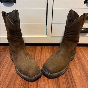 Ariat American Flag Western Boots | Men’s 11 D | Brown Leather Work Boots